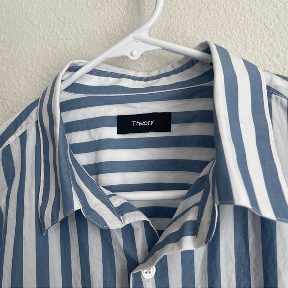 THEORY Button Down Short Sleeve Striped Shirt - Picture 3 of 5